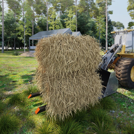 Garvee 43" 2000lbs Fork lift attachments, Clamp on Pallet Forks, Heavy Duty Quick Attach Bucket Fork for Tractor Bucket Loader Skid Steer with Adjustable Stabilizer Bar (13"-23")