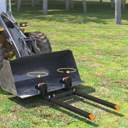 Garvee 60 Inch 4000lbs Clamp on Pallet Forks, Heavy Duty Quick Attach Bucket Fork for Tractor Bucket Loader Skid Steer with Adjustable Stabilizer Bar (18"-34")