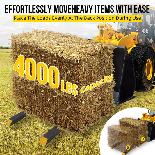 Garvee 60" 4000lbs Clamp on Pallet Forks Heavy Duty Tractor Forks with Adjustable Stabilizer Bar Quick Attach Pallet Fork for Bucket Tractor Loader Skid Steer